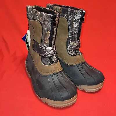 Ozark Trail Zip Pac Winter Boots Mossy Oak Camouflage Hunting Kids Size 3 Boys • $20