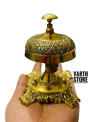 Table Desk Bell Antique Vintage Brass Hotel Service Ornate Reception Counter • $49.46