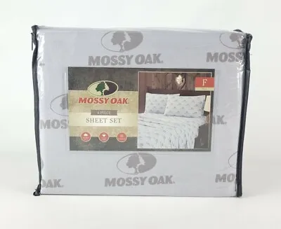 Mossy Oak Logo Full Bed 4 Pc Sheet Set Light Purple Hunting Lodge Cabin Soft New • $35.14