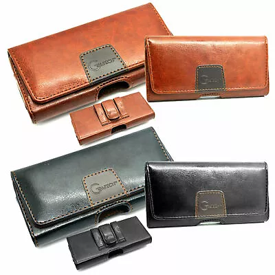 Belt Pouch Holster Luxury Leather Twin Loop Designer Protective Case For Samsung • £6.90