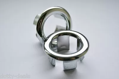 £3.99 • Buy Bathroom Basin Ceramic Sink 2x Open Hole Overflow Cover Chromed Trim 3 Styles