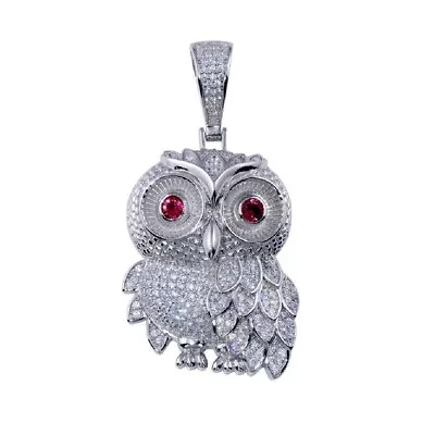 Sterling Silver OWL Hip Hop Pendant W/ Micro Pave CZ Stones • $69.99