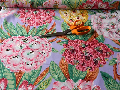 KAFFE FASSETT - Rhododendrons Lavender By Philip Jacobs - Cotton - 1 Mtr • £12.50