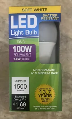 LED LIGHT BULB LED 100 Watt Equivalent 14 Watt Actual SOFT WHITE 1500 Lumens • $7.95