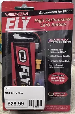 Venom High Performance Lipo Battery 2200mAh 11.1v 3S • $28.99