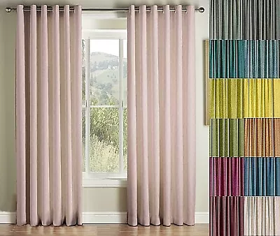 £28.50 • Buy 1 Pair Of Montgomery Luxury Velvet Eyelet Ringtop Header Lined Curtains 12 Col