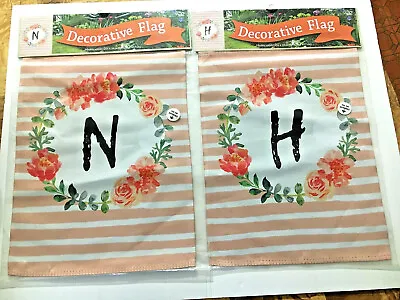 Decorative Flag Personalized Letter  H  Or  N  On Front And Back- Double Sided  • $14.36