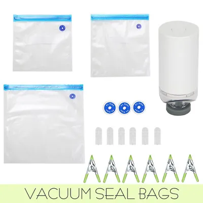 Vacuum Sealer Bags Precut Food Storage Saver Electric Vaccum Pump Set Reusable • $6.99