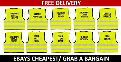 £3.89 • Buy Children's Hi Vis Yellow Safety Vest Baby Waistcoat Kids/ Baby Personalised Gift