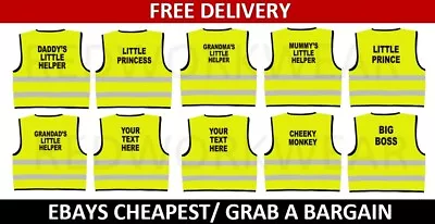 Children's Hi Vis Yellow Safety Vest Baby Waistcoat Kids/ Baby Personalised Gift • £4.88