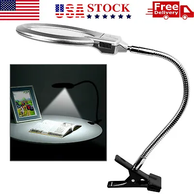 $13.49 • Buy 2.25X 5X Flexible Magnifying Lamp Lighted Desk Reading Loupe Magnifier W/ Clamp