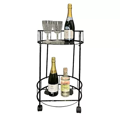 NEW Drinks Trolley With Glass Shelves Mini Bar Cocktail Table Drink Table • £32.99