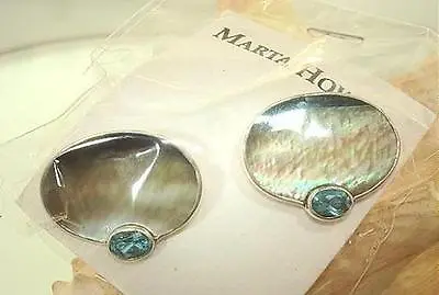 Marta Howell Silver Black-Lip MoP Topaz Cufflinks #1 • $145