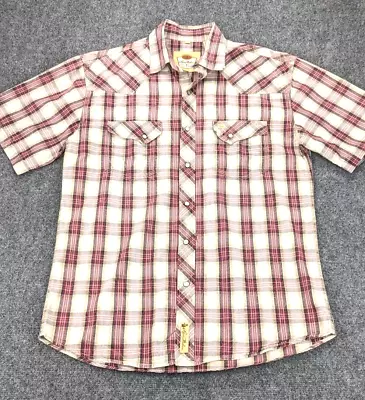 Larry Mahan Shirt Mens Large Red Pearl Snap Western Rodeo Cowboy Collection • $15.88