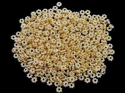 £1.95 • Buy Gold Plated Daisy Spacer Beads Jewellery Craft Bead Findings 4mm 5mm & 6mm ML 