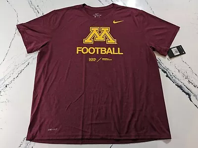 NWT Nike Dri Fit Minnesota Golden Gophers Football Big Graphic T Shirt 2XL New • $19.50