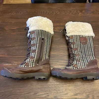 UGG Australia Vintage Edmonton Lace Up Leather Plaid Sheepskin Winter Boots 8.5 • $74