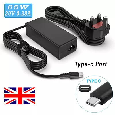 65W USB-C Type-C Cable For HP/Lenovo/Acer/Dell Adapter Chromebook Laptop Charger • £13.55