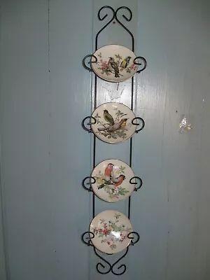  Vintage Porcelain Bird Wall Plates With Gold Trim - 4  With Black Metal Hanger • $2.99