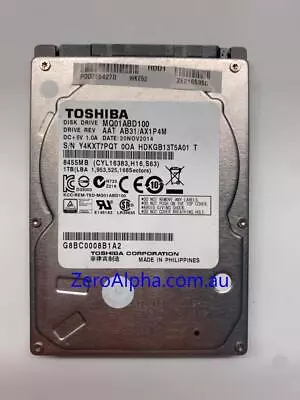 MQ01ABD100 Toshiba Donor Hard Drive AX1P4M 20NOV2014 • $249