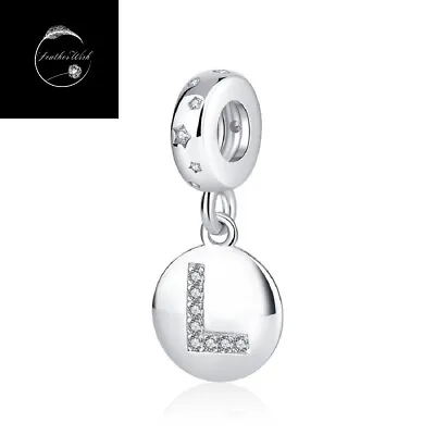 Genuine Sterling Silver 925 Alphabet Initial Letter L Pendant Dangle Charm CZ • £21.99