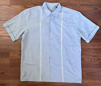 Mexican Guayabera Short Sleeve Shirt Traditional Embroidered Sky Blue Size Large • $22