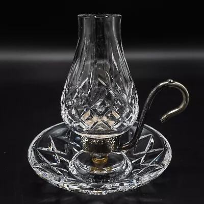 Waterford Crystal Lismore Candle Lamp Hurricane Silverplate Shade Base (Inv. #1) • $71.25