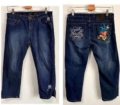 Ed Hardy X Christian Audigier Capri Jeans Love Kills Slowly Vintage 11 30x21 • $50.99
