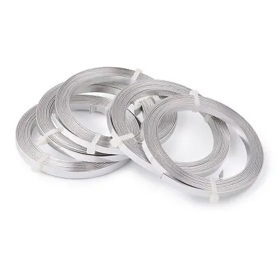 5Roll Flat Silver Aluminum Wire Embossing Bendable Artistic Metal Craft Wire 5mm • $9.98