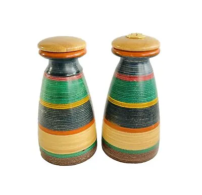 Mr Dudley Wooden Pepper Mill & Salt Shakers Multi-Colored Rainbow Stripes. READ • $21