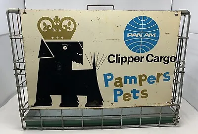 Vintage Pan Am Airlines Clipper Cargo Pampers Pets Dog Crate & Sign • $399.99