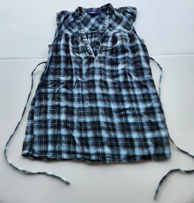 Miley Cyrus Max Azria Sleeveless Plaid Tunic Shirt Medium M • $12.95