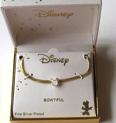 Disney Minnie Mouse Bowtiful Necklace White Logo Bow Gold Tone Silver Plated • $24.99