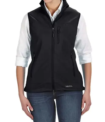 Marmot Tempo Softshell Womens MEDIUM Sleeveless Vest Black Dog Logo • $29