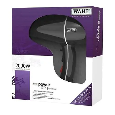 Wahl Powerdry Hairdryer Black With 3 Heat And 2 Speed Settings 2000W ZX720 • £29.95