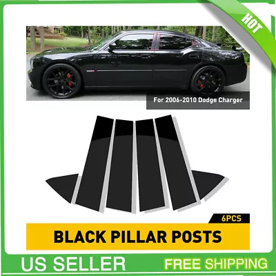 Black Pillar Posts For 2006-2010 Dodge Charger 6pcs Door Trim Cover Window Gloss • $14.99