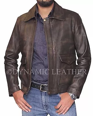 £84.99 • Buy Indiana Jones Distressed Brown Genuine Cow Hide Skin Leather Jacket