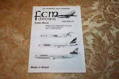 FCM 1/200 Decals Boeing 727 Lockheed L-1011 MD-11 CHILE Inter SWISSAIR Hasegawa • $4.99