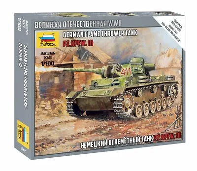 Zvezda 6162 German Flame Thrower Tank Pz.Kpfw III Model Kit 1/100 • $8.77