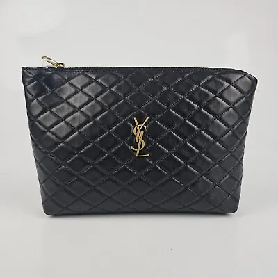 Saint Laurent Gaby Black Leather Pouch Bag New • $1195.21