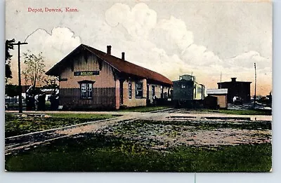 Postcard Kansas Missouri Pacific Railroad Depot Station Train In Station • $27