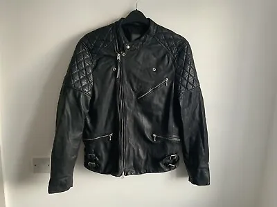 AllSaints  Mens  Den Biker Sheep Leather Jacket Uk M • $111.89