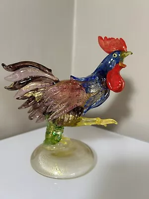 Vintage Italian Venetian Murano Style Hand Blown Glass Rooster Figurine 7  Tall • $55