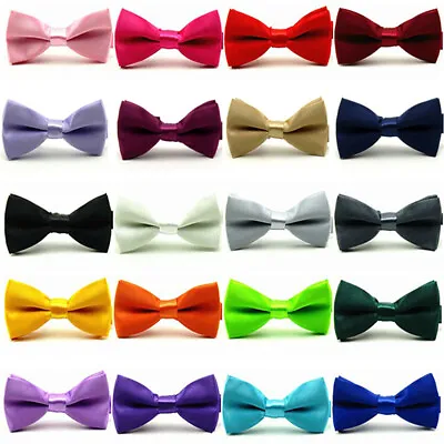 Baby Boy Bowtie Kid Toddler Solid Pre Tied Party Wedding Tuxedo Bow Tie Necktie • £8.39