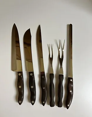 Set Of Cutco Knives & Forks VTG 1022 1023 1024 1025 1026 1027  Dark Swirl Handle • $139.99