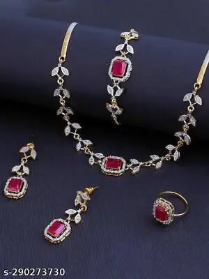 Bollywood Indian Silver Gold Plated AD CZ Choker Necklace Ethnic Party Jewelry • $15.97