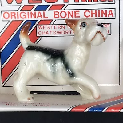 1980s Westrim Black & White Schnauzer Dog Bone China Figurine New NOS 1.25  Tall • $9.99