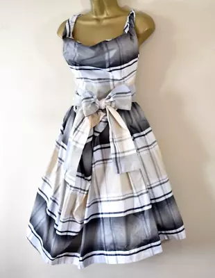 Vivienne Westwood Friday Dress Size 8 Tartan Check Taffeta Fit & Flare Belted • £293