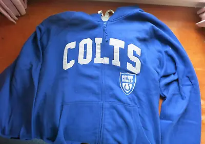 NFL Apparel Indianapolis Colts Blue White Fleece Zip Up Hooded Sweatshirt Sz XL • $35