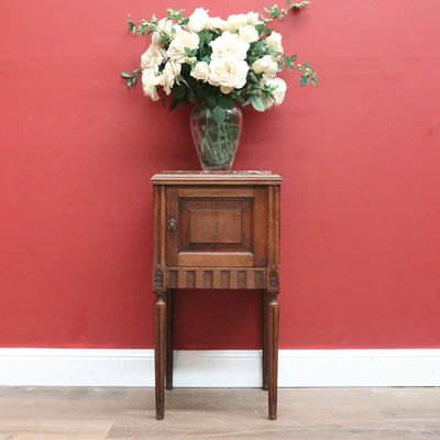 $550 • Buy Antique French Oak And Marble Bedside Table, Bedside Cupboard, Lamp Table